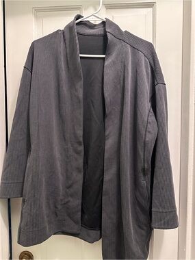 Lululemon Open-Front Ribbed Gray Jacket Softstream Sz 6